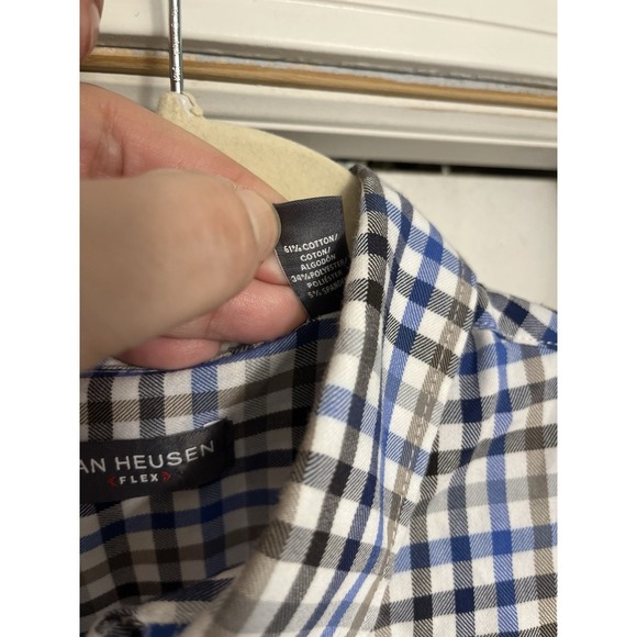 2 Mens Sz Small CHECKERED Long Sleeve Button Shirts Express Van Heusen Fitted - Picture 5 of 10